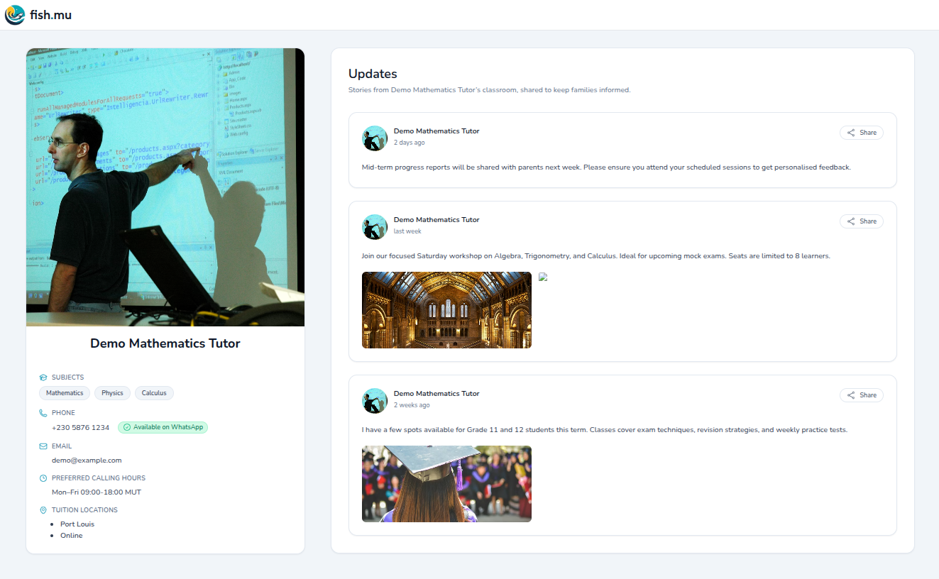 Public Profile Demo Screenshot